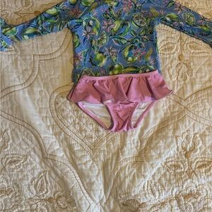 Blue and Pink Kids Swim Rashguard